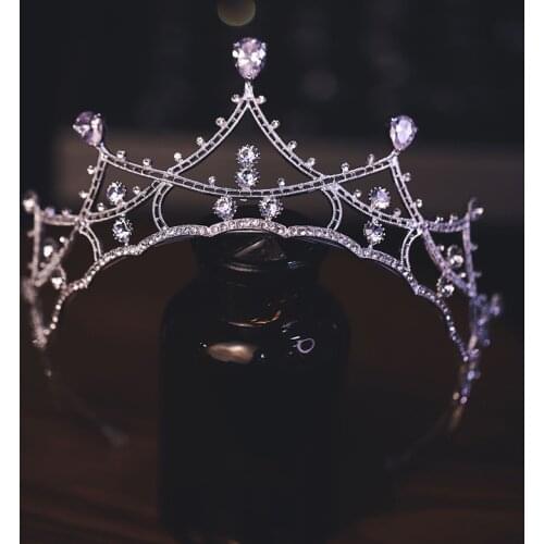Himstory New Design Silver Color Crystal Tiara Crown Headpiece Bride Noiva Wedding Party Queen Princess Pageant Hair Jewelry