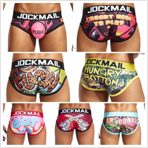 JOCKMAIL 2-Pack Animal Cartoon Print Men Briefs Underwear Nylon Ice Silk Sexy Men Briefs Breathable Slip Cueca Sexy Gay Panties