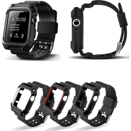 New Listing Tpu Rubber Strap with Protective Case Suitable for 40/44/38/42mm Iwatch Apple Watch Strap Wristband Accessories