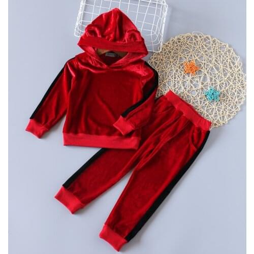 Girls Clothes Winter Autumn Long Sleeve Gold Velvet Hoodie + Pants Sports 2Pcs Suits Baby Clothes Kids Clothes