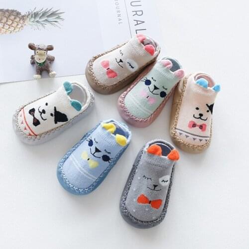 Autumn Winter Baby Shoes Socks Children Infant Cartoon Socks Kids Indoor Floor Socks Leather Sole Non-Slip Socks Baby Gift
