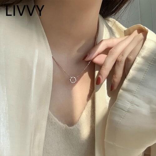 LIVVY Silver Color Irregular Round Pendant Necklace For Women Simple Trendy Birthday Party Jewelry Gifts