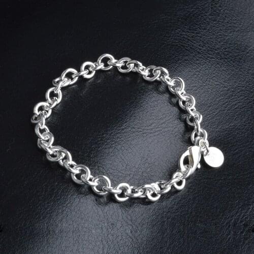 Punk Classic ROUND Link Chain Bangles Bracelet For Man Women Silver Plated Charm Cuff Jewelry Gift Dropshipping