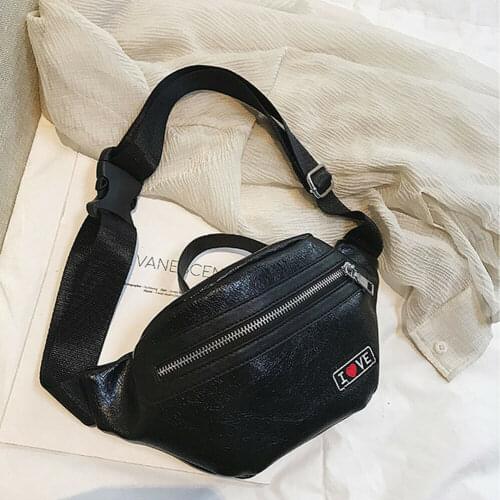 2019 Newest Hot Women Love Printed Waist Fanny Pack Belt Bag Travel Hip Bum Bag Small Purse Chest Pouch PU Leather Waist Packs