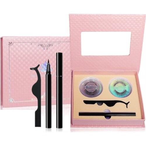 YioWio Luxury Magnetic 2pairs Mixed Styles False lash Magnetic Eyeliner Tweezer Soft Natural Fluffy Full Strip Magnet Eyelashes