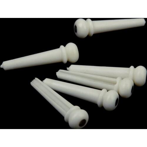 Tooyful 6pcs Acoustic Guitar String Bridge Pins Solid Brass Endpin with Pack Cattle Bone Endpin Abalone Dot Bridge End Pin