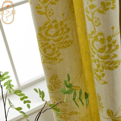 European Style Retro Rose Jacquard Cotton and Linen Curtains for Living Room Bedroom Curtains Finished Product Customization