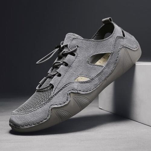 Men Breathable Shoes Leather Casual Driving Shoes Men Loafers Hollow Comfortable Fashion Sneakers Men Shoes