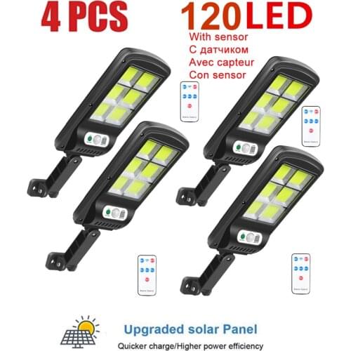 4pcs Split Wall Light Outdoor Light Extension Cord Waterproof Solar Powered Garden Street Wall Split 120 LED PIR Motion Sensor 3