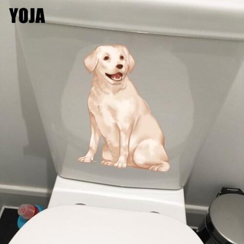 YOJA 18×21.5CM Hand Painted Golden Dog Home Decoration Accessories Cute Cartoon Toilet Cover Stickers T1-2377