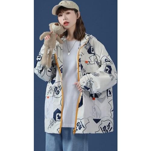Women Jacket Street Jacket Women Spring And Autumn Bomber Jacket Casual Loose Hooded Baseball Womens Windbreaker 2021 Korean