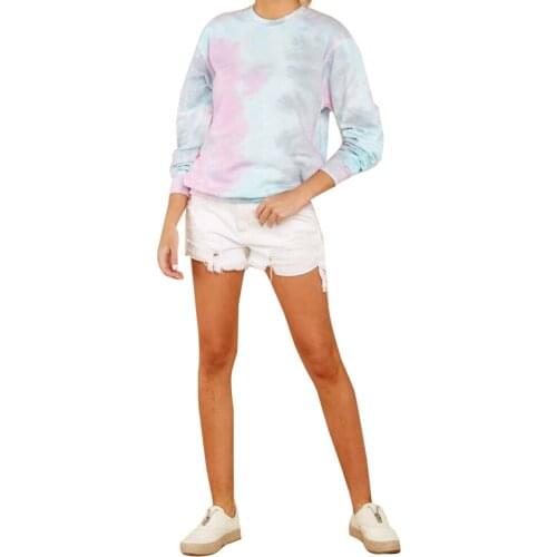 Womens Tie Dye Sweatshirts, Long Sleeve Crewneck Loose Pullover Casual Pullover Tunic Tops