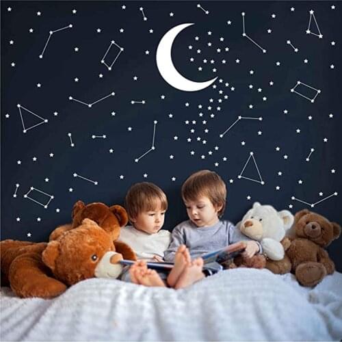 Star Constellation With Big Moon Wall Decals Kids Bedroom Decor Space Nursery Sticekrs Astronomy Art Mural Decoration DW8930