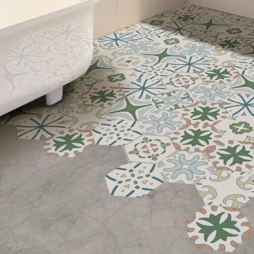 10pcs/set Tile Floor Stickers Hexagon Wall Stickers Bathroom Waterproof Anti-Slip Self-Adhesive Art Decal DIY Home Decor 20x23cm