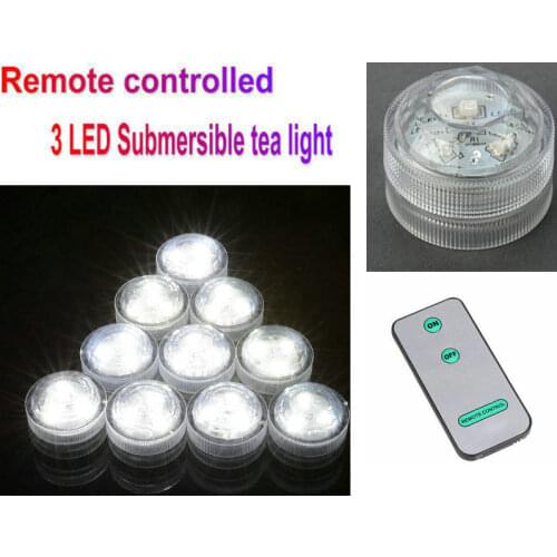 12pcs/lot 3smds remote controlled submersible Led tealight candle lamp waterproof Wedding/Xmas/Valentine table decor-warm white