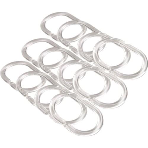 24 Pcs/Set Bathroom Shower Hooks Plastic Clear C Type Curtain Liner Hook Rings H99F