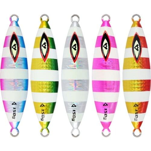 5PCS Deep sea Fishing Glow Stripe Jigging Slow Jig Lure Jigbait spoon baits 150/200/300g