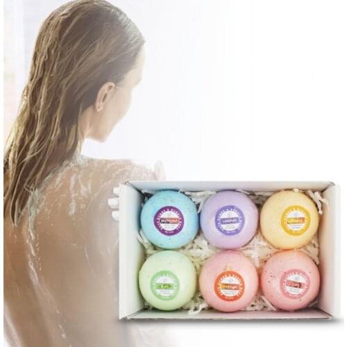 6Pcs/Set LEWEDO Salt Bath Ball Stress Relief Moisturizing Plant Bath Extracts Bath Effervescent salt bath ball for Home