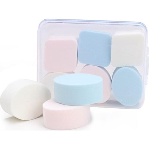 6 PCS/Box Stereoscopic Powder Puff Suits for Dry-Wet Dual-Use Cosmetic Eggs and Square Round Cotton With Box