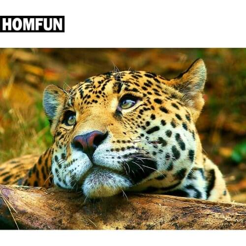 HOMFUN Full Square/Round Drill 5D DIY Diamond Painting "Animal leopard " Embroidery Cross Stitch 5D Home Decor Gift