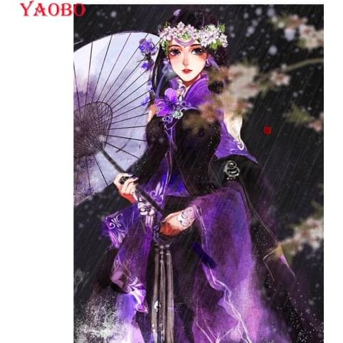 Diamond Painting anime umbrella Women Painting Rhinestone 5D DIY Diamond Embroidery,Cross Stitch,diamond Mosaic Sale