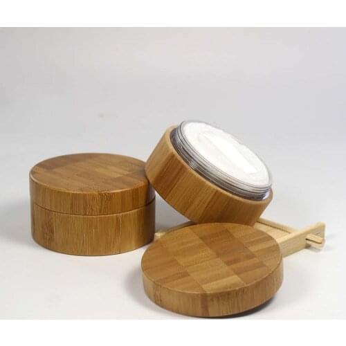 Bamboo Loose Powder Case with Sifter Empty DIY Cosmetic Compact Grids & Stuff Travel Makeup Packaging Container Jar