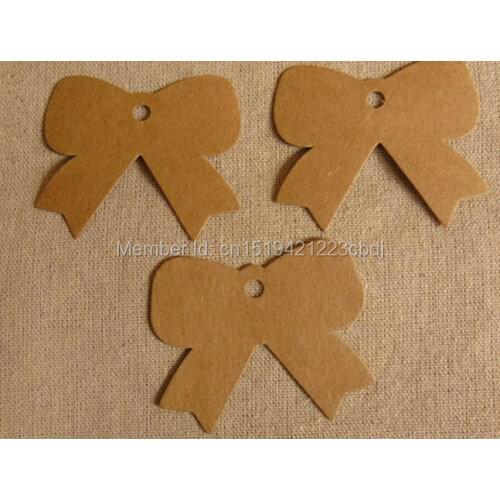 Free shipping 6x5cm blank Bow shape kraft paper hang tag/Blank decoration cardboard/DIY kraft paper tags