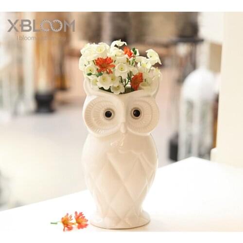 Owl statue vase flower pot animal owl decoration toy house furniture wedding table decoration living room decoration flower vase