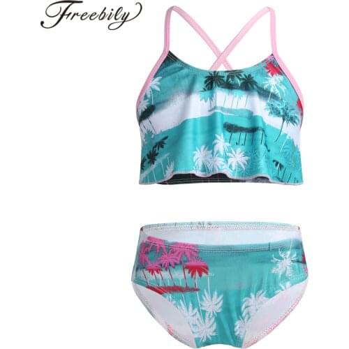 Kids Swimsuits Girls Swimwear 2021 Swimsuit for Girls Beach Wear Tops+ Bottoms 2Pcs Childrens Bathing Suits Summer Bikinis Set