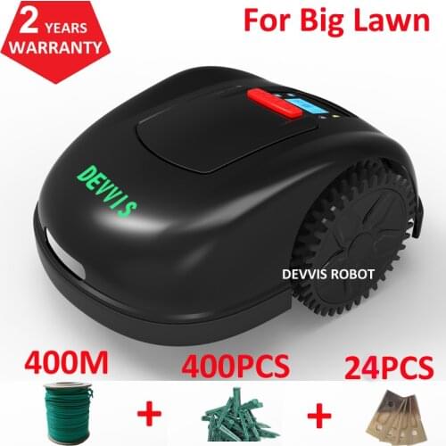DEVVIS Home Robot Mower Garden Lawn Mower E1600T with 13.2ah Lithium Battery For Big Lawn With 400m+400pcs pegs+24pcs blade
