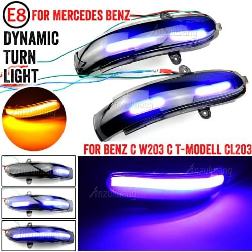 For Mercedes Benz C Class W203 S203 CL203 2001 - 2007 LED Dynamic Turn Signal Light Side Mirror Blinker Sequential Lamp