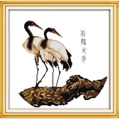Longevity crane (8) cross stitch kit 14ct 11ct pre stamped canvas embroidery DIY handmade needlework