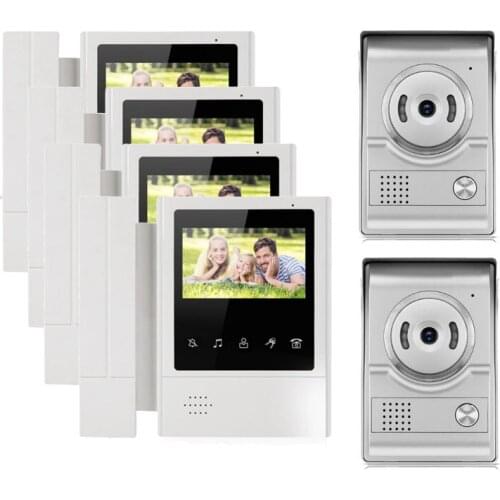 XINSILU Top Quality Intercom Doorbell Security System Video Door Phone 4.3"Touch Key LCD Color Monitor+Night Version Camera 2V4