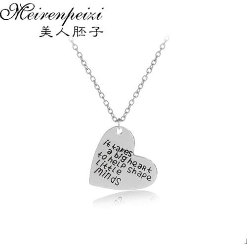 It Takes A Big Heart To Help Shape Little Minds New Simple Jewelry Pendants Gifts For Beautiful Mom Pendulum Pingentes For Women
