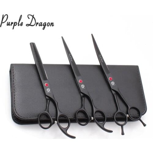 Suit 7" JP Stainless Purple Dragon Grooming Scissors Straight Scissors Thinning Shears Dog Curved Scissors Pets Shears Set Z3102