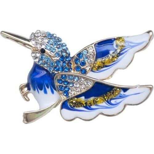 Korean version of the new color crystal hummingbird brooch creative animal alloy fashion jewelry jewelry women
