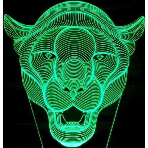 Lioness Head Colorful 3d Lamp Acrylic Vision Stereo3d Touch Creative Table Lamp Factory wholesale Childrens room Deco Lamps