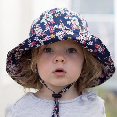 Summer Baby Flower Hat for Girls Boys Kids Bucket Hat Spring Summer Travel Beach Hat Baby Cap Sun Hats with Windproof Rope