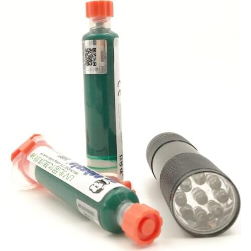 MECHANIC 10ML GREEN UV SOLDER MASK PCB BGA PAINT PREVENT CORROSIVE ARCING Soldering Welding Fluxes Oil+ UV curing light