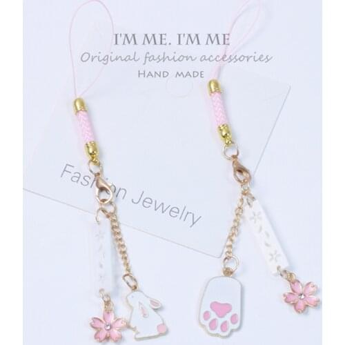 Cute Rabbit Smart Phone Strap Lanyards for iPhone/Samsung/Xiaomi/Huawei Mobile Phone Strap Keys Hang Rope Phone Charm Decor