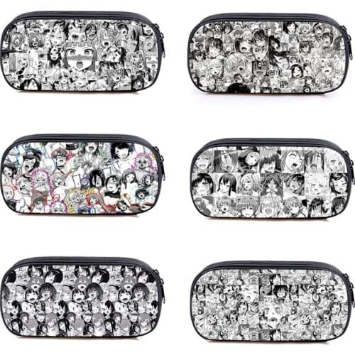 Fashion 3D Print Ahegao Pencil Case Kids Anime Kawaii Makeup Bag Teens Students Hentai Senpai Stationery Storage Box Kids Pouch