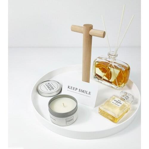 New Nordic Round Desktop Storage Tray with Wood Handle Table Jewelry Storage Tray Sundries Key Snack Organizer Home Decor WF