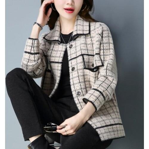 Plush jacket female Korean version 2021 new fashion imitation mink velvet short plaid all-match casual
