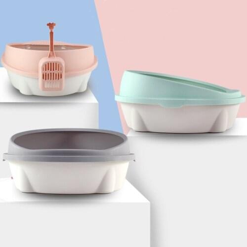 Half-Enclosed Anti Splash Cats Litter Box Dog Tray With Scoop Clean Plastic Sand Box Pet Cat Toilet Dog Sand Litter Box Toilet