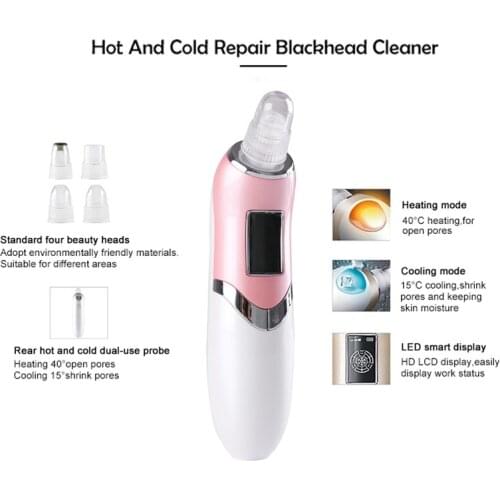 New Arrivals Blackhead Vacuum Cleaner Cosmetic Suction With Cold Heating Function LCD Display Blackhead Remover USB Rechargeable