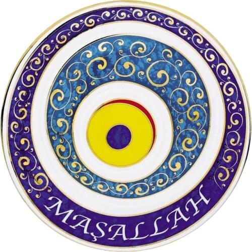 Hand Painted Big Evil Eye Decor Ceramic Plate Turkish Traditional Mashallah On It Gift Women Man New Home Size 20 Cm