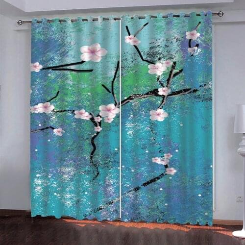 Blue curtains plum curtain Popular modern minimalist bedroom living room 3d blackout curtains