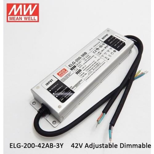 MEAN WELL ELG-200-42AB-3Y 4.7A 42V Dimming LED Power Supply 110V/220VAC to 42V DC 200W waterproof Adjustable Dimmable led driver