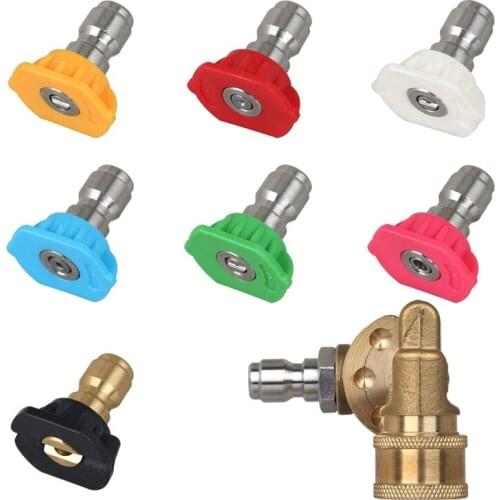 Universal Power Pressure Washer Spray Nozzle Tips And Quick Connect Pivot Adapter Coupler 180 Degrees With 5 Rotation Angles