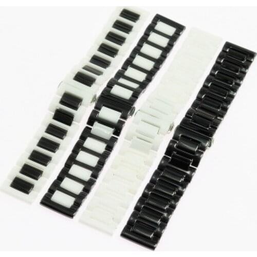 High Quality Black White Ceramic Watch Bracelet 20mm 22mm Watchband for Mens and Womens Wristwatches Band for Branded Watches